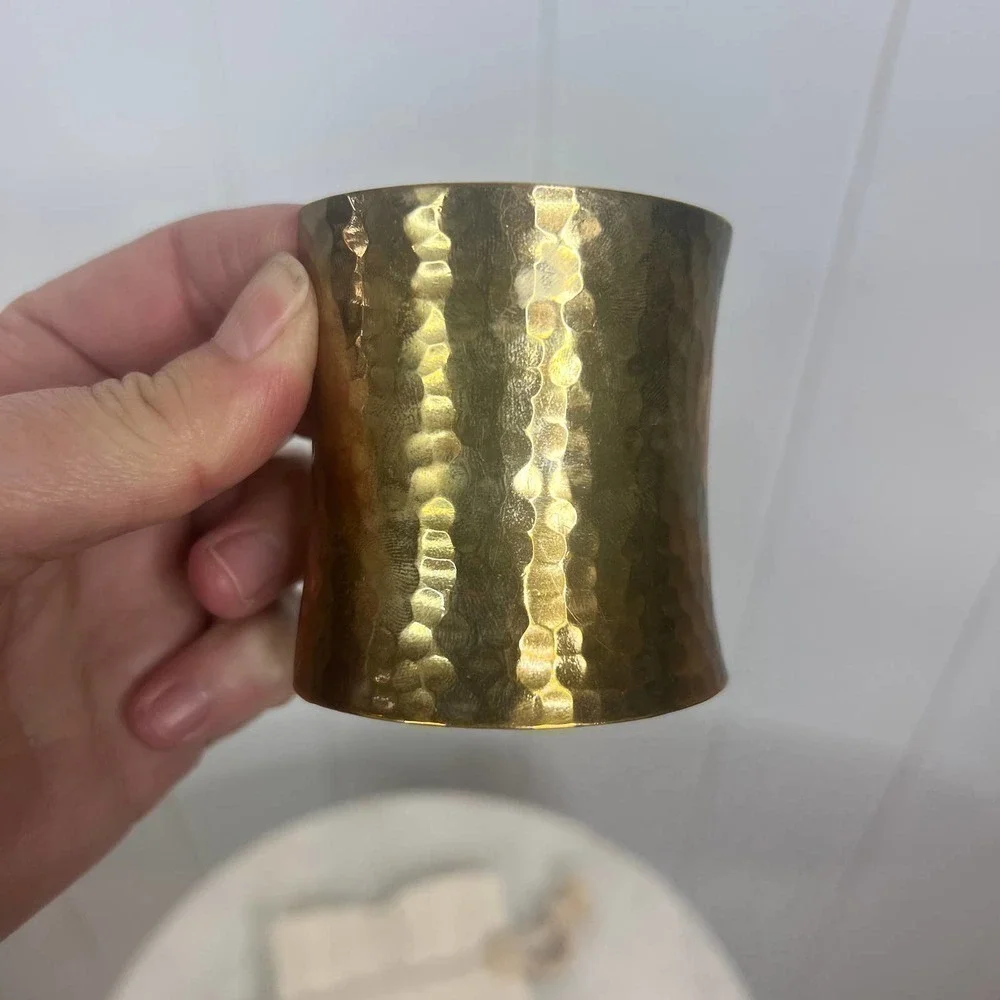 Rustic Cuff Copper Hammered Cuff Bracelet with‎ Dust Bag